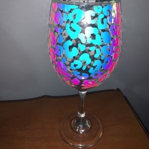 Holographic Leopard Wine Glass
